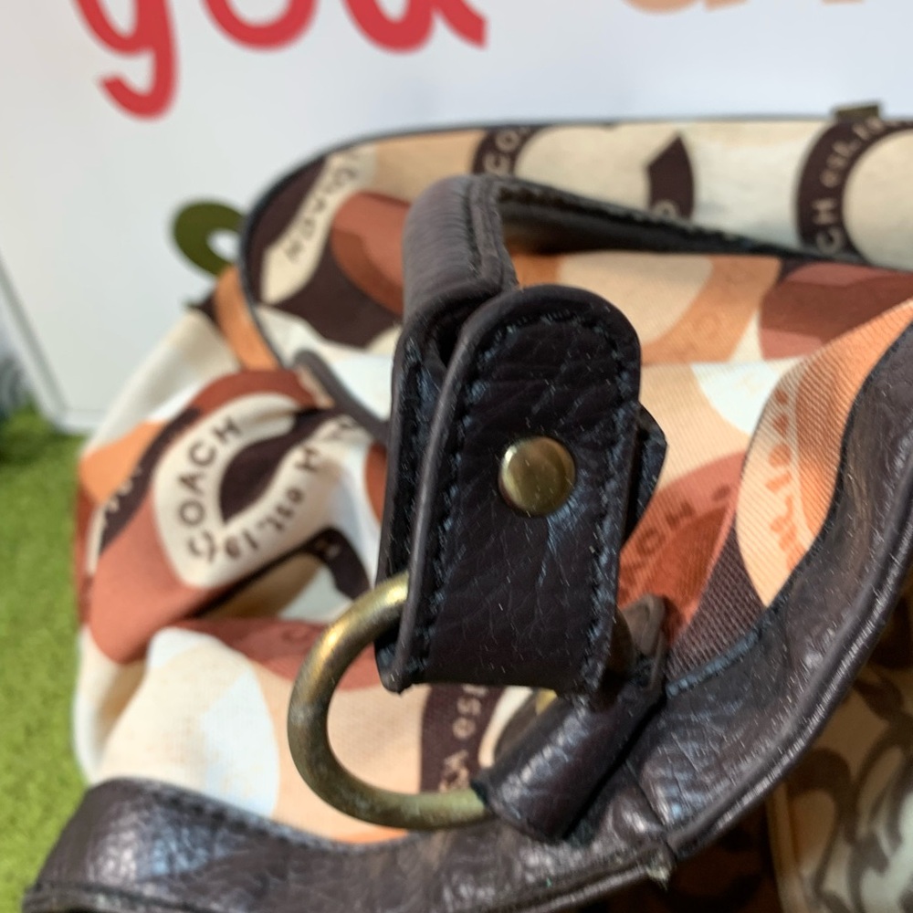Coach Multicolor Circle Print Shoulder Bag - Brown/Tan/Cream/White - Picture 9 of 14